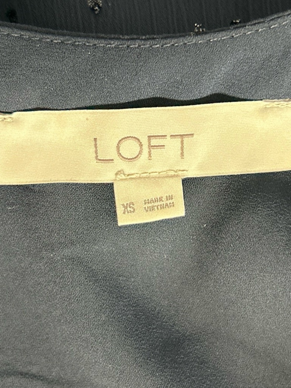 LOFT | Navy | Sequined Blouse | Sheer overlay | See through arms - Picture 2 of 6